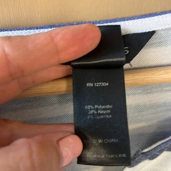 Ali Miles Sz L Muted Blue Striped Floral Split Collar 3/4 Sleeve - Picture 4 of 6